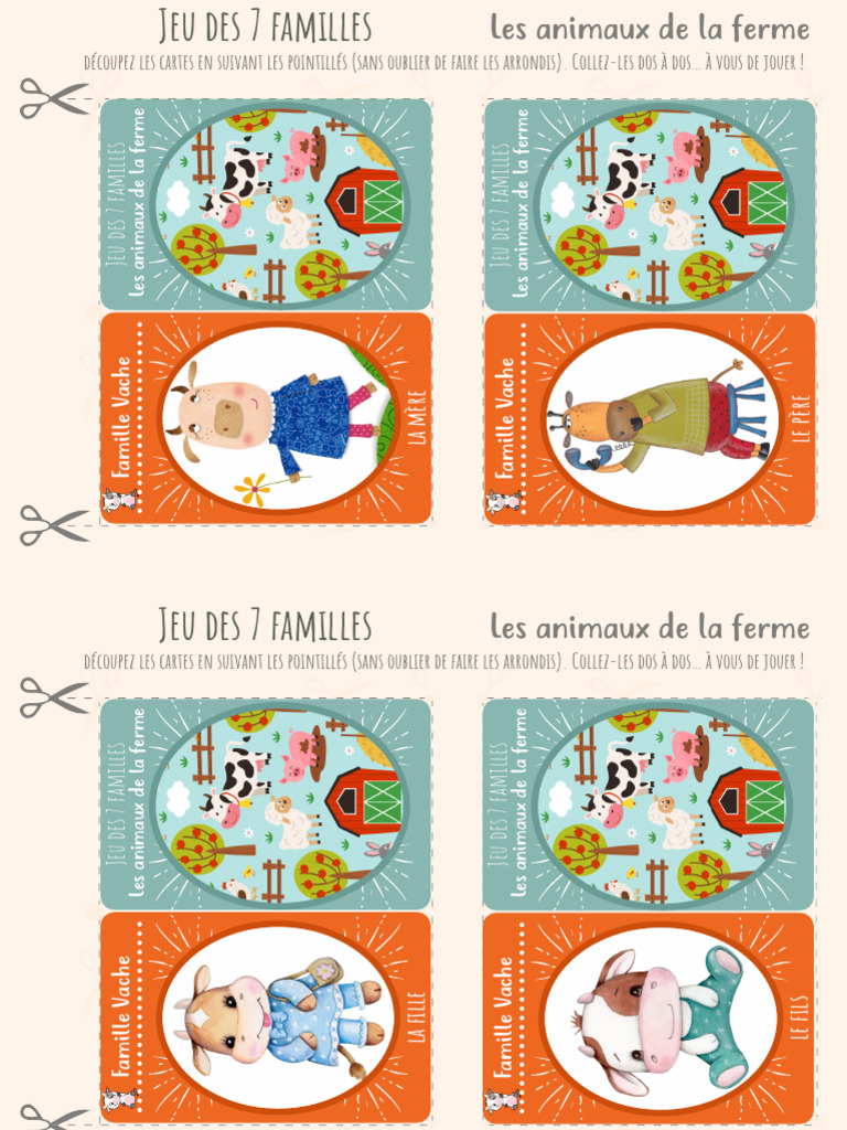Jeu des 7 familles : Animaux de la ferme | PDF | Chevaux | Mammifères