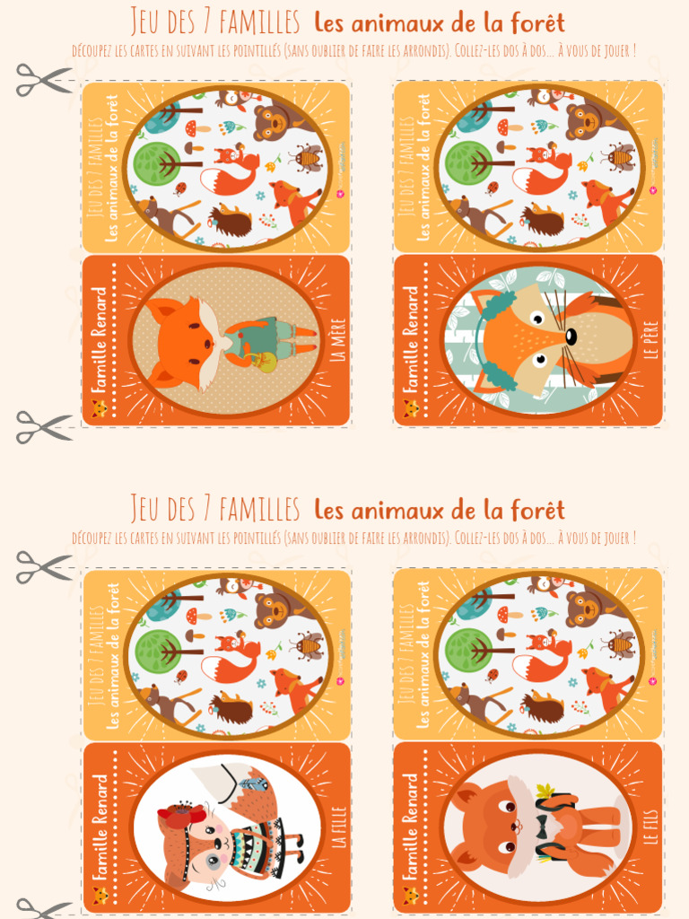Jeu des 7 familles : Animaux de la forêt | PDF