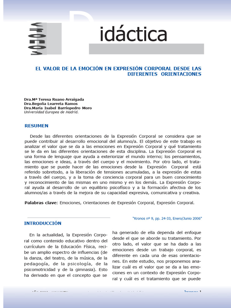 Emociones y Expresión Corporal en Educación | PDF | Las emociones | Bailes