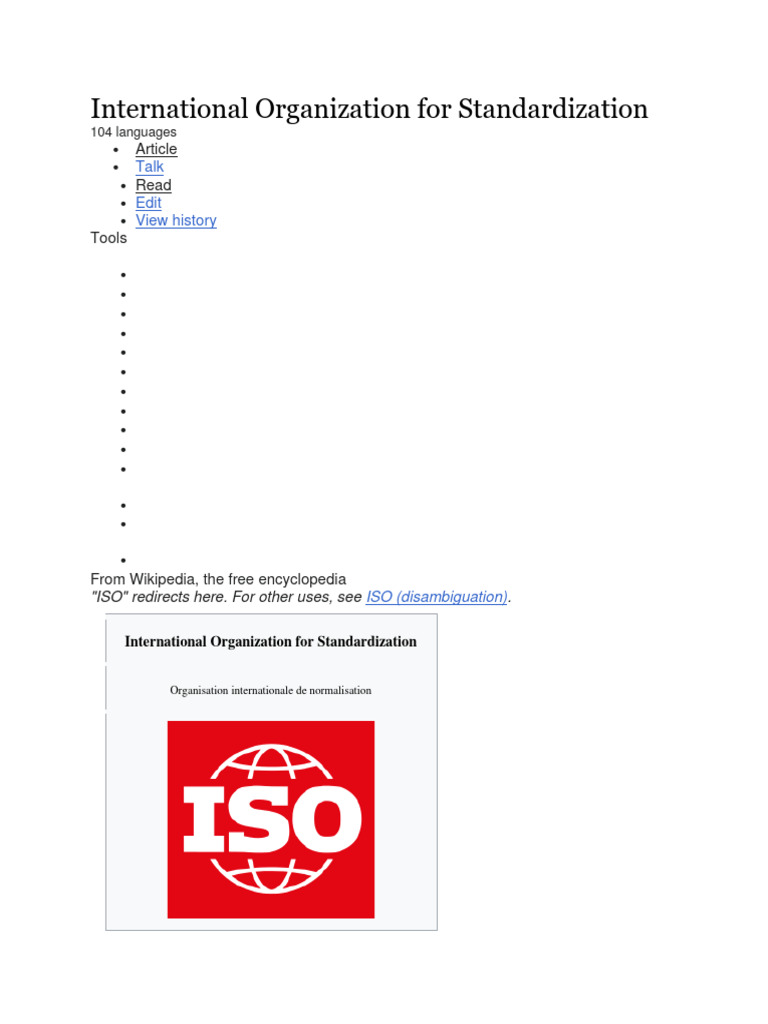 International Organization For Standardization: Talk Edit View History ...