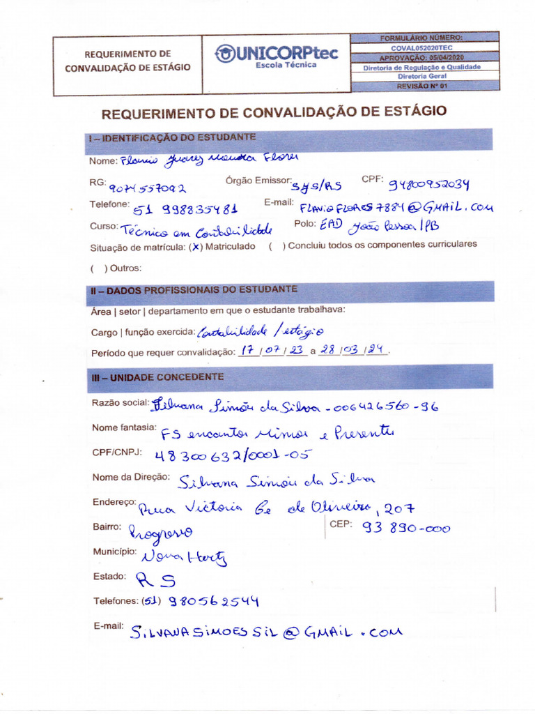 Requerimento de Convalidação | PDF