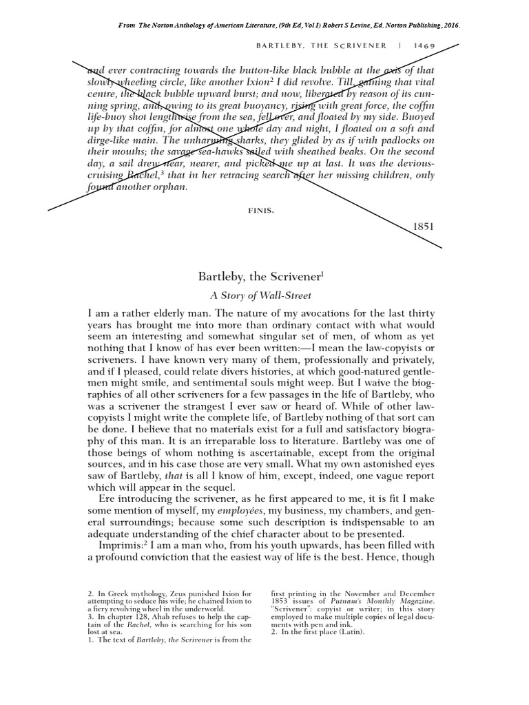 Bartleby: A Wall Street Scrivener's Tale | PDF | Bartleby, The Scrivener