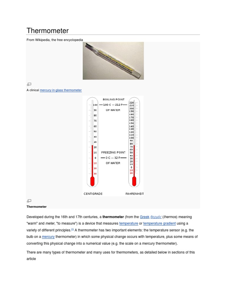 Overview of Thermometer Types and Uses | PDF