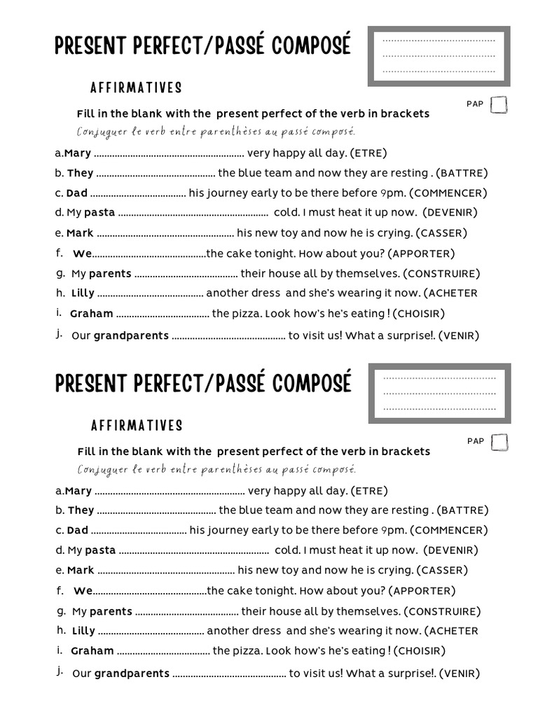 Test On Present Perfect | PDF | Syntax | Language Mechanics