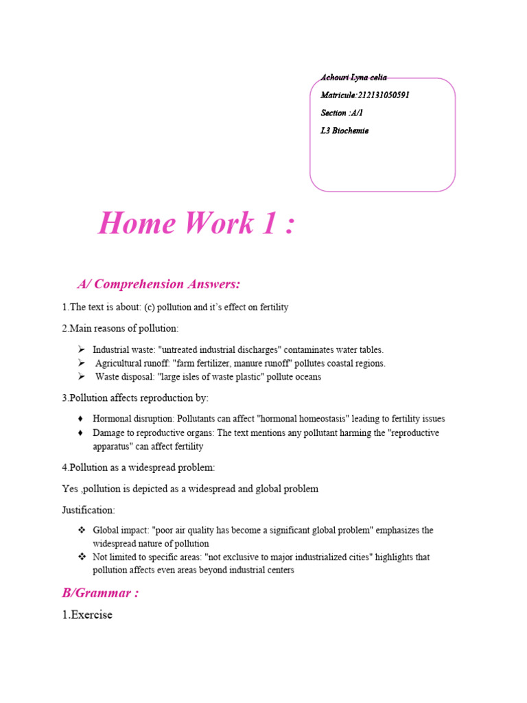 Home Work 1,2 Et Article | PDF | Pollution | Liver