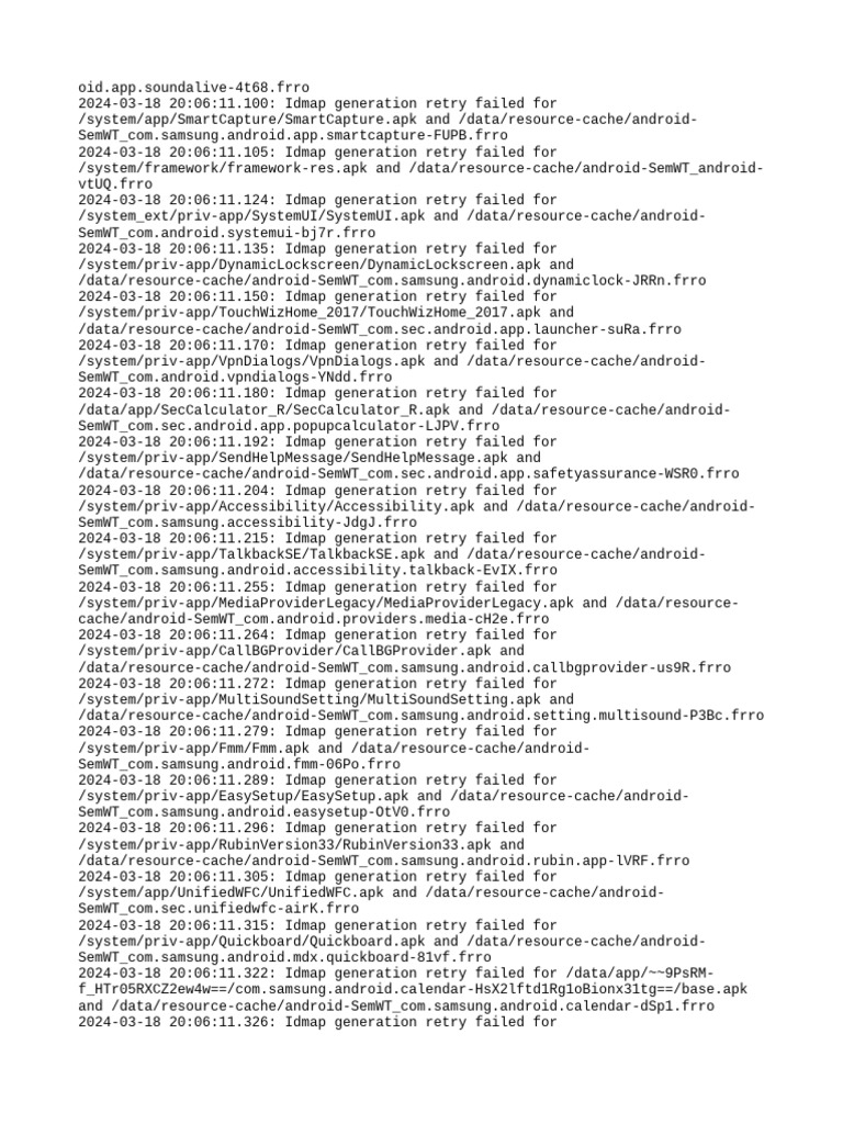 Idmap Generation Failures Log | PDF | Mobile App | Android (Operating ...