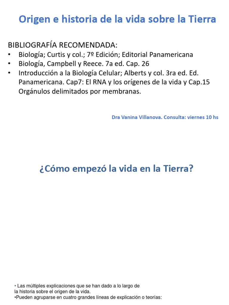 Teorías del Origen de la Vida en la Tierra | PDF
