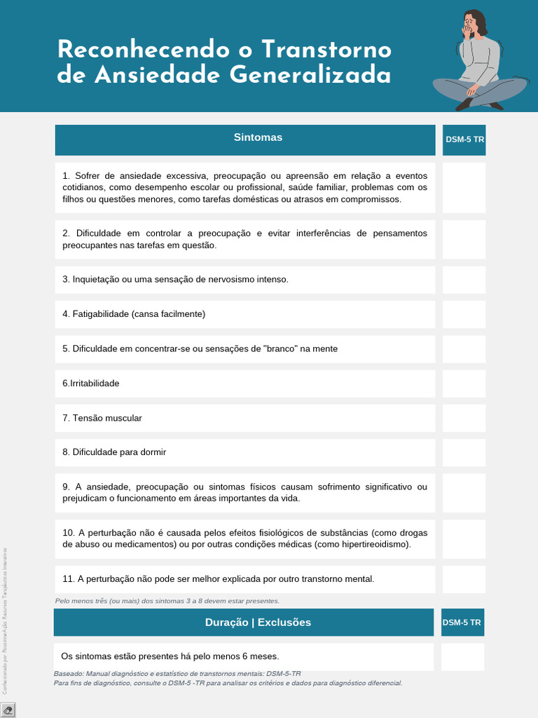 Sintomas do Transtorno de Ansiedade Generalizada | PDF | Ansiedade ...