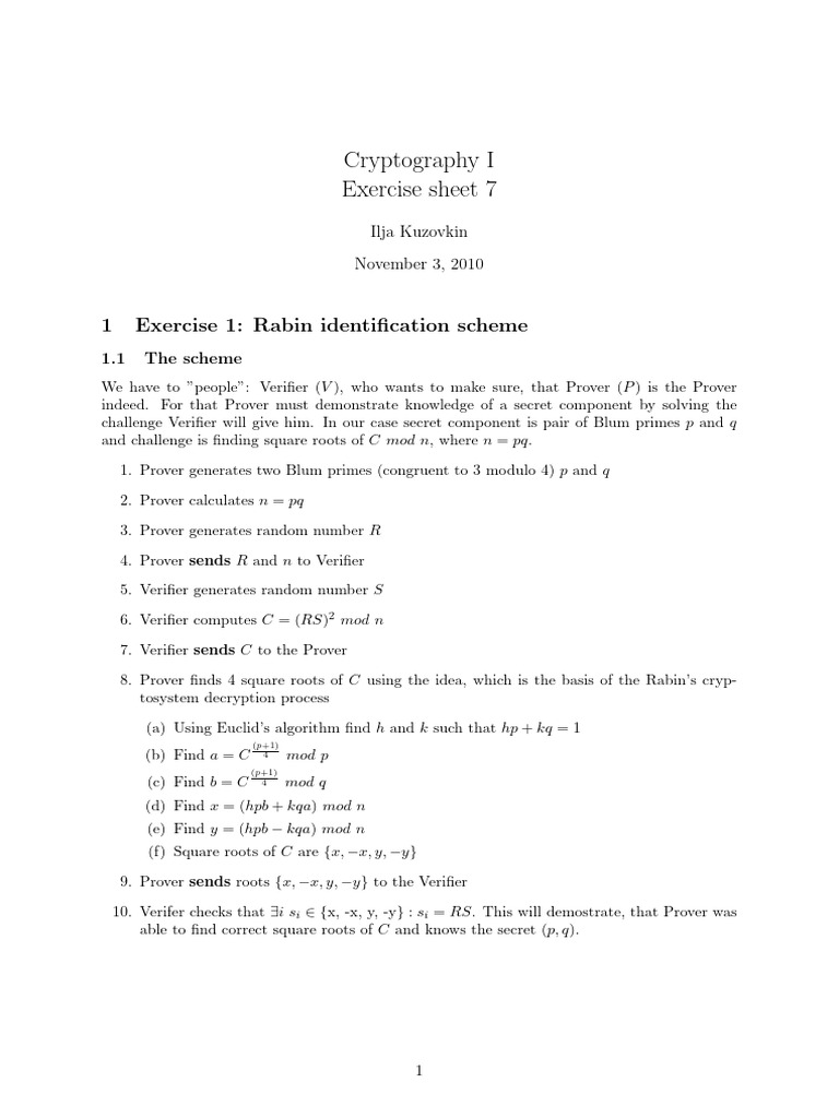 Cryptography Exercises: Rabin & RSA | PDF | Cryptography | Encryption