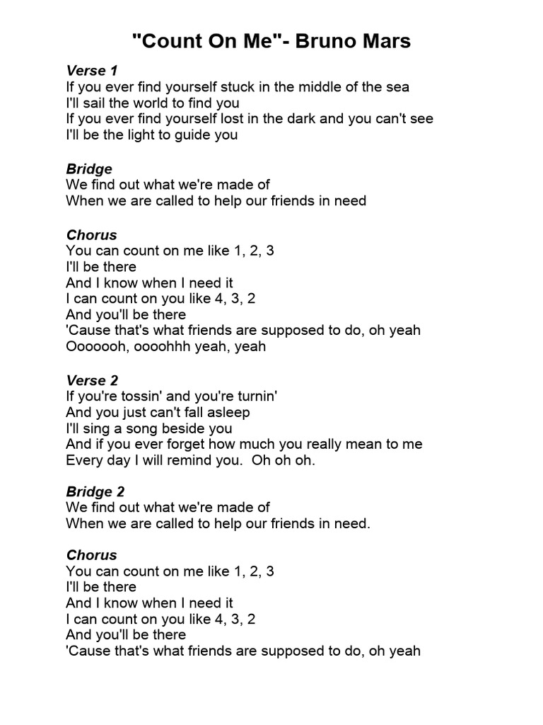 Bruno Mars Count On Me | PDF | Song Structure | Elements Of Music