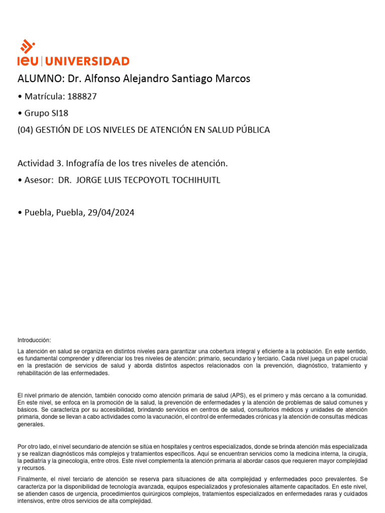 Niveles de Atención en Salud Pública | PDF | Hospital | Programas sociales