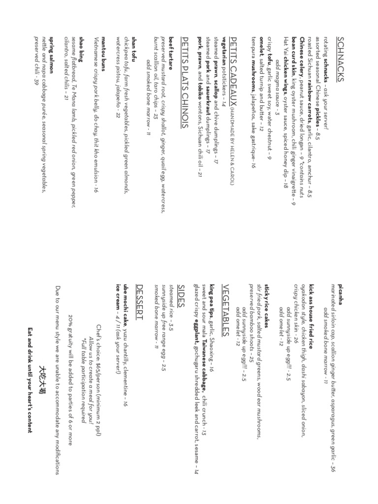 Asian Fusion Menu Highlights | PDF | Pickling | Tofu