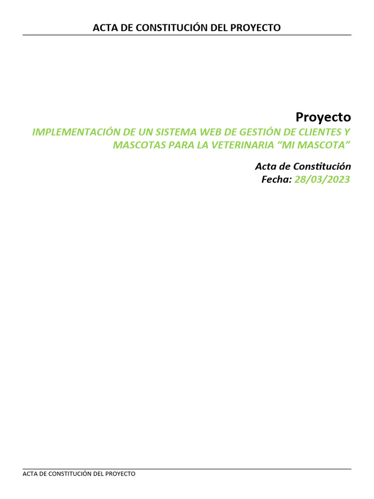 Taller 02 - Acta de Constitución Del Proyecto | PDF | Software ...