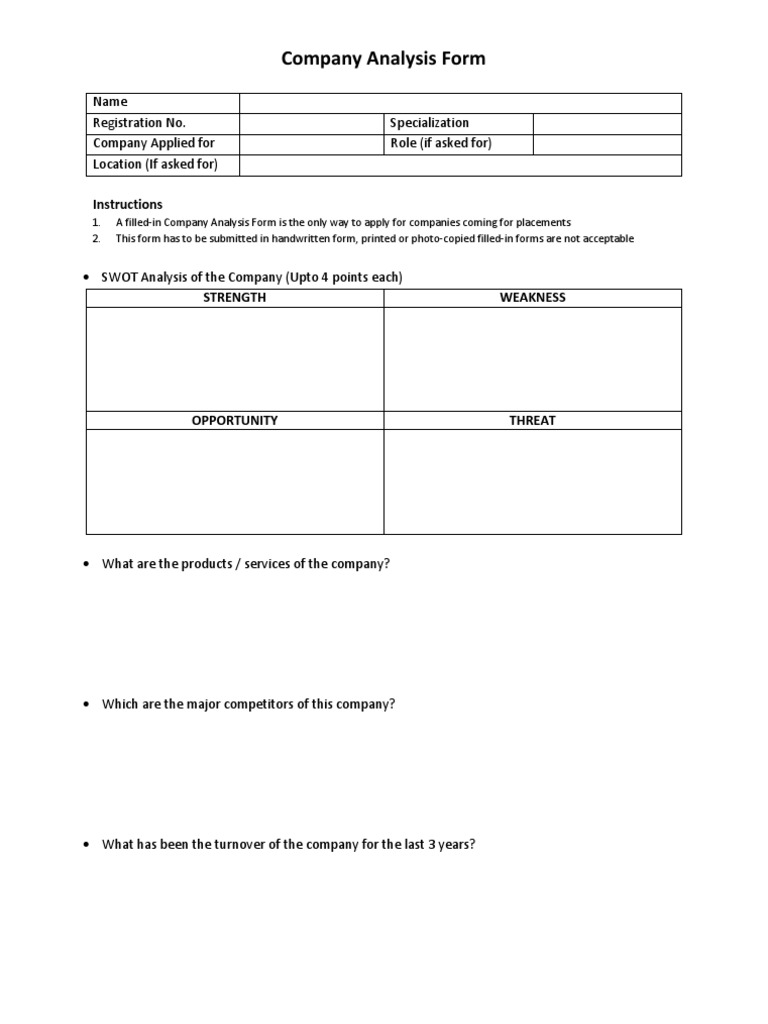 Company Analysis Form Template | PDF | Change Management | Intelligence ...