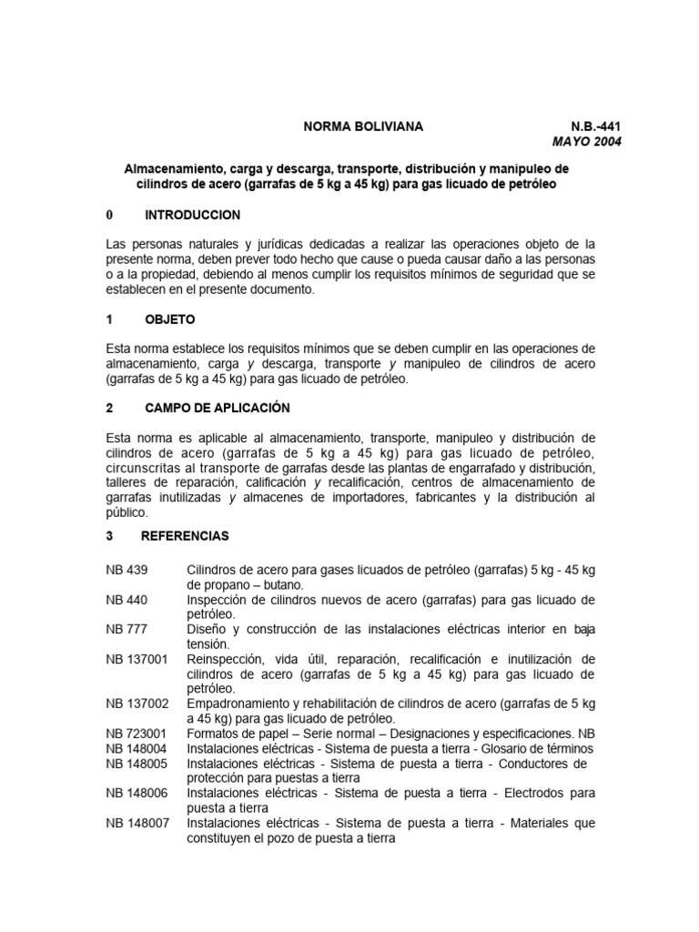 Normativa sobre cilindros de GLP en Bolivia | PDF | Gas de petróleo ...