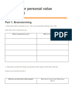 Individual Assignment 1 - Identify Your Personal Value (Worksheet)