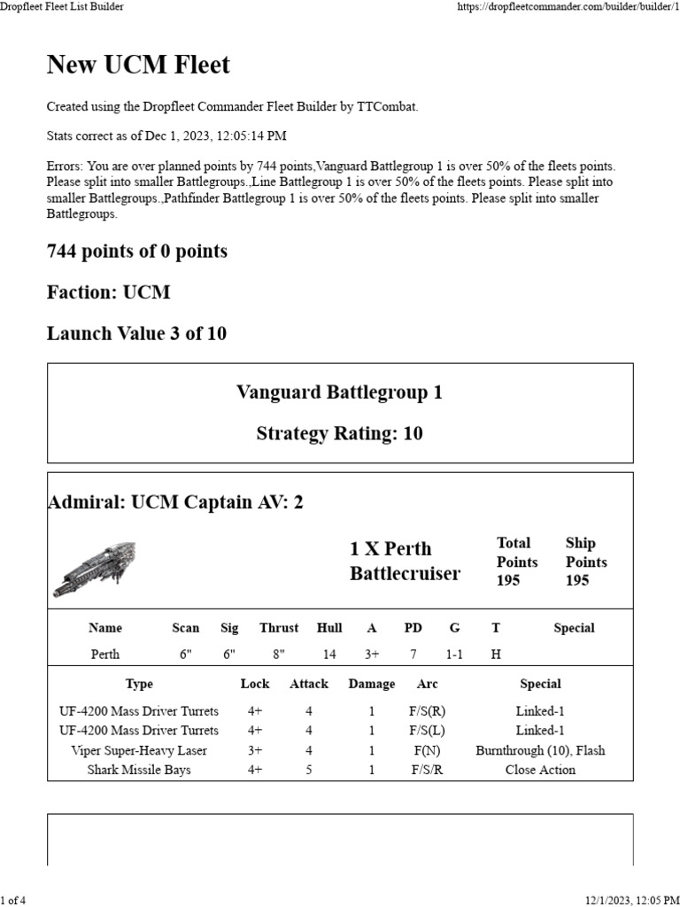UCM Fleet Overview and Battlegroup Stats | PDF | Aircraft Carrier ...