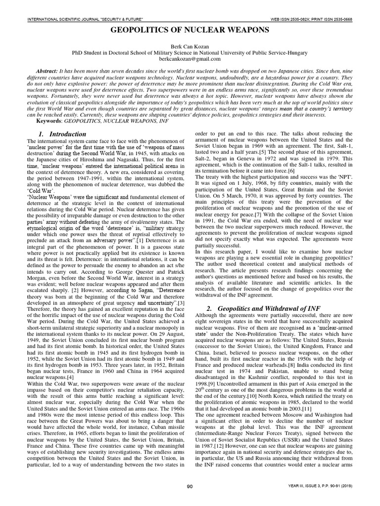 Confsec-2019-3-90 GEOPOLITICS OF NUCLEAR WEAPONS | PDF | Nuclear ...