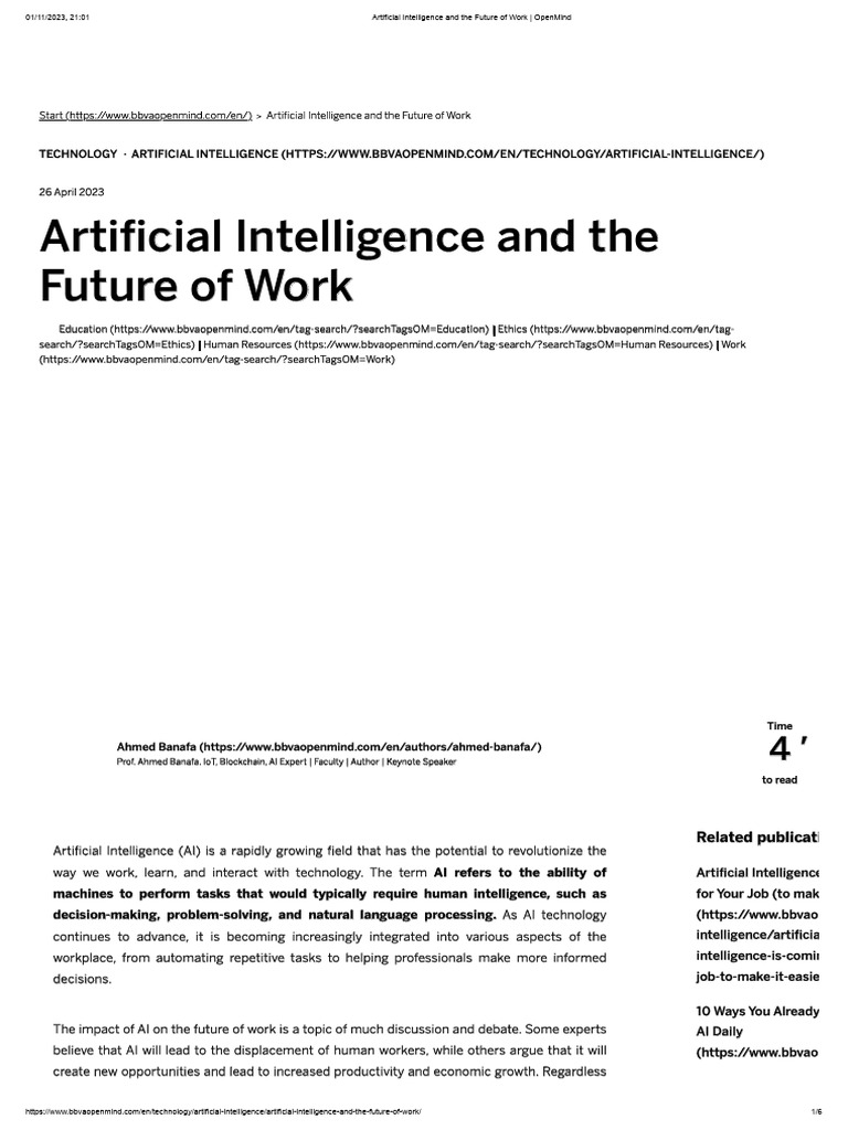 AI's Impact on Future Work Dynamics | PDF | Artificial Intelligence ...