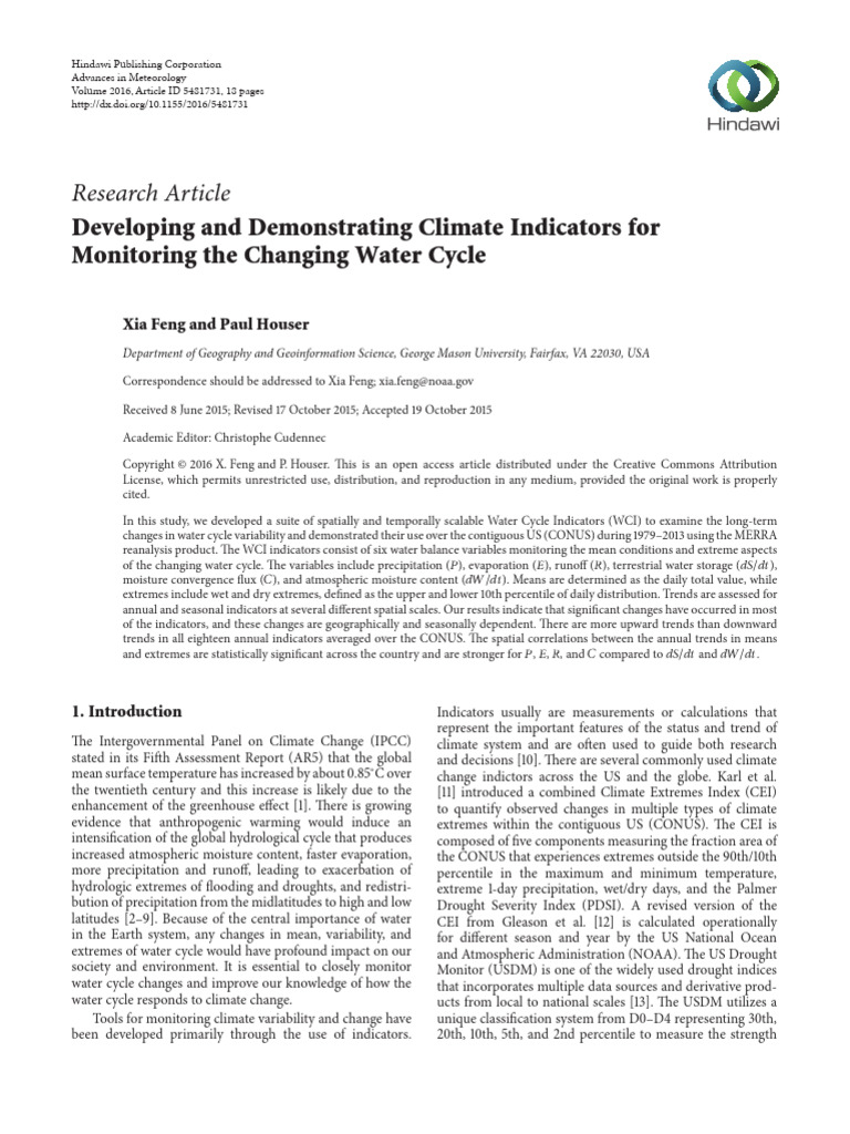 Developing and Demonstrating Climate Indicators Fo | PDF | Climate ...