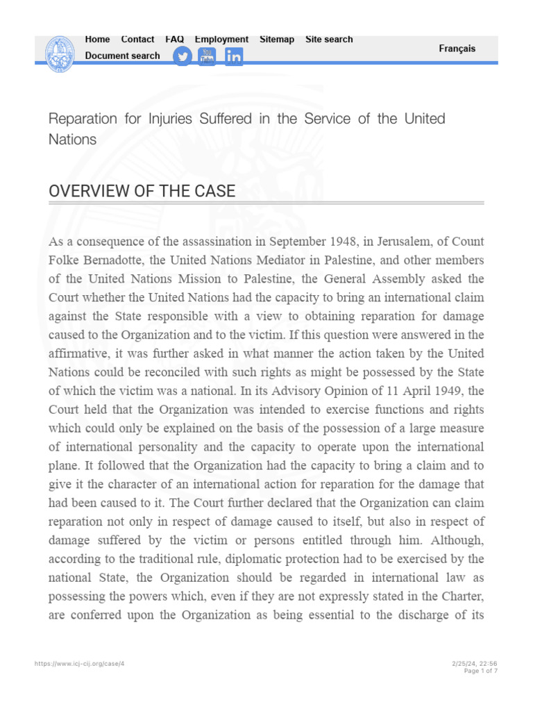 UN Reparation Claims Overview 1949 | PDF | Government | Judiciaries