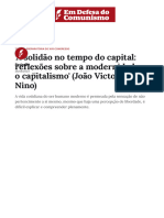 'A Solidão No Tempo Do Capital - Reflexões Sobre A Modernidade e o Capitalismo' (João Victor Santos Nino)