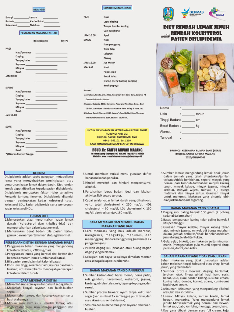 Diet Rendah Lemak Jenuh Rendah Kolesterol Untuk Pasien Dislipidemia-1 | PDF