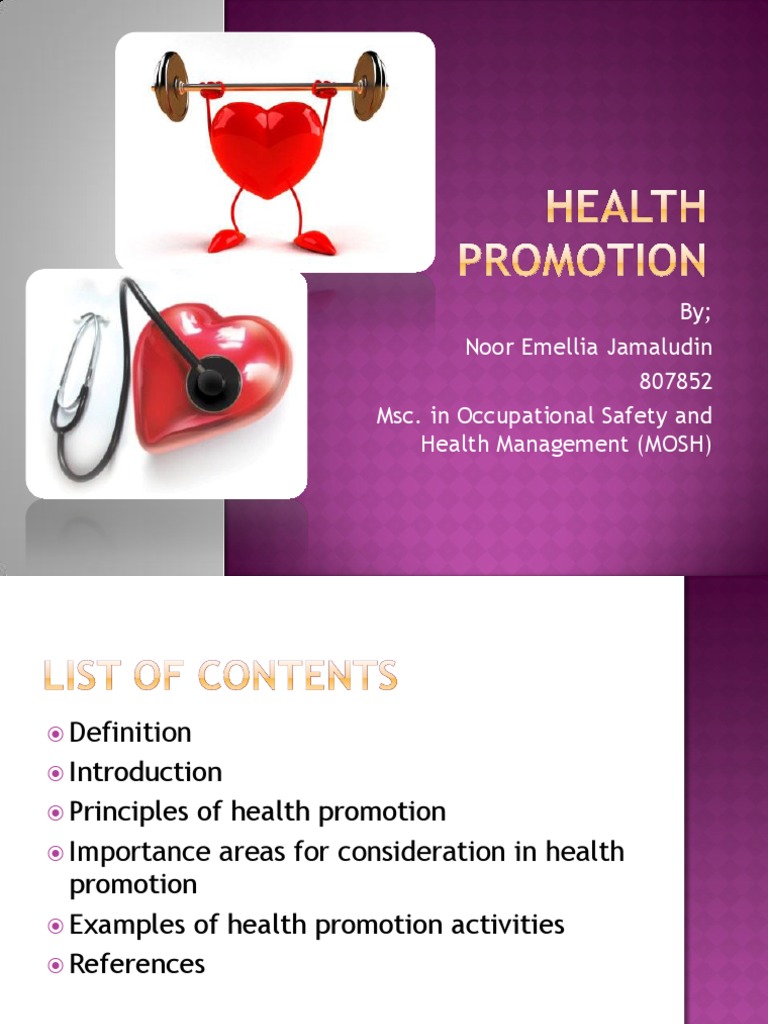 Principles and Examples of Health Promotion | PDF | Health Promotion ...