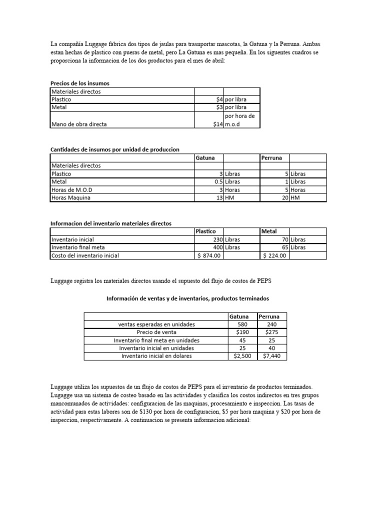 Presupuesto de Producción y Costos Luggage | PDF | Presupuesto | Costo ...