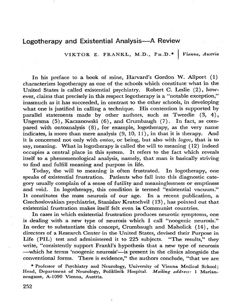 Logotherapy: Meaning-Centered Therapy | PDF | Psychotherapy ...