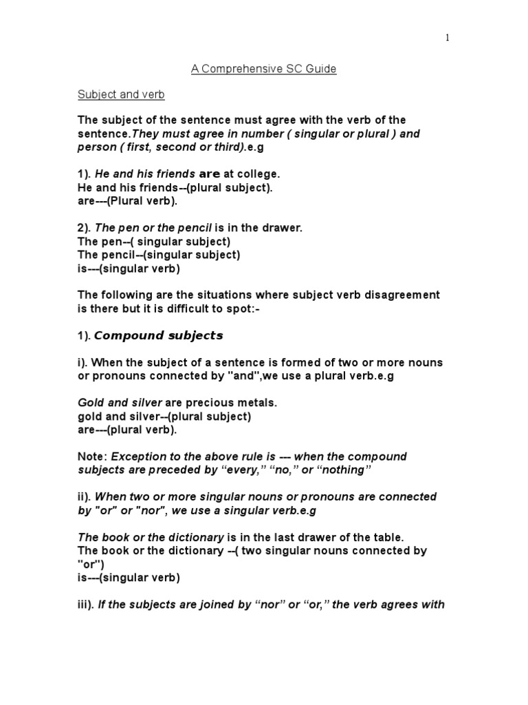 Subject-Verb Agreement Guide | PDF | Grammatical Number | Plural