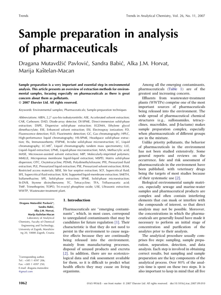 Pharmaceutical Sample Preparation Techniques | PDF | Chromatography ...