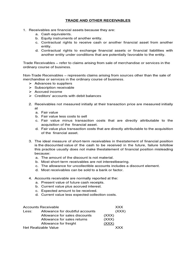 Understanding Trade and Non-Trade Receivables | PDF | Fair Value ...