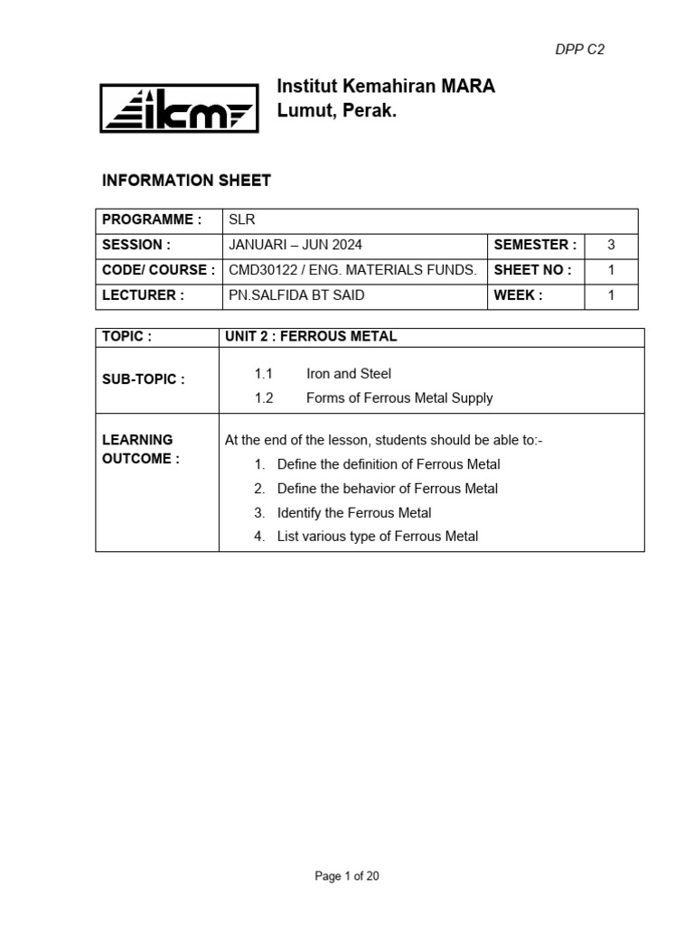 Information Sheet Topic 2 | PDF