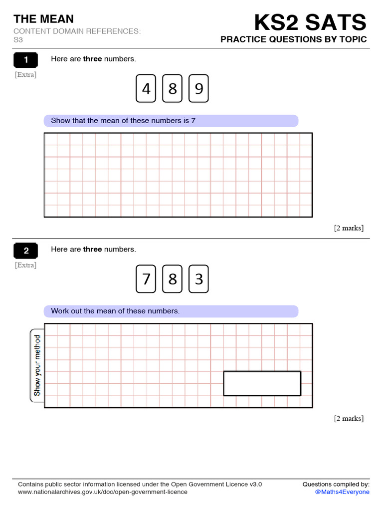The mean ks2 sats questions 30097 pdf