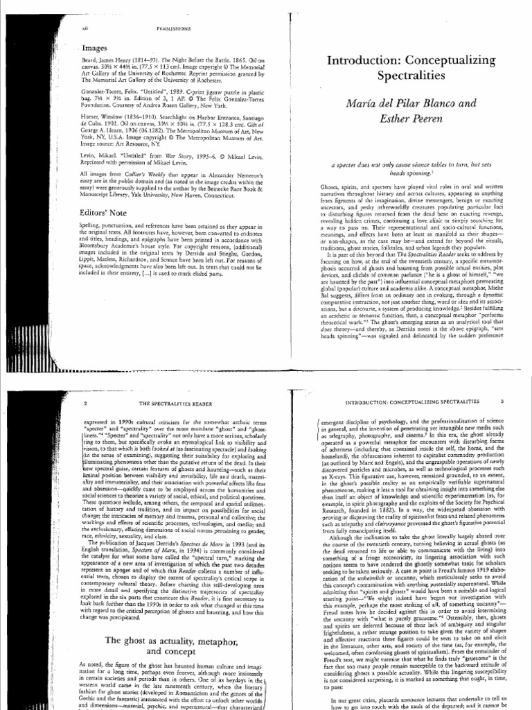 Spectralities Reader Introduction PDF Ghosts Sigmund Freud