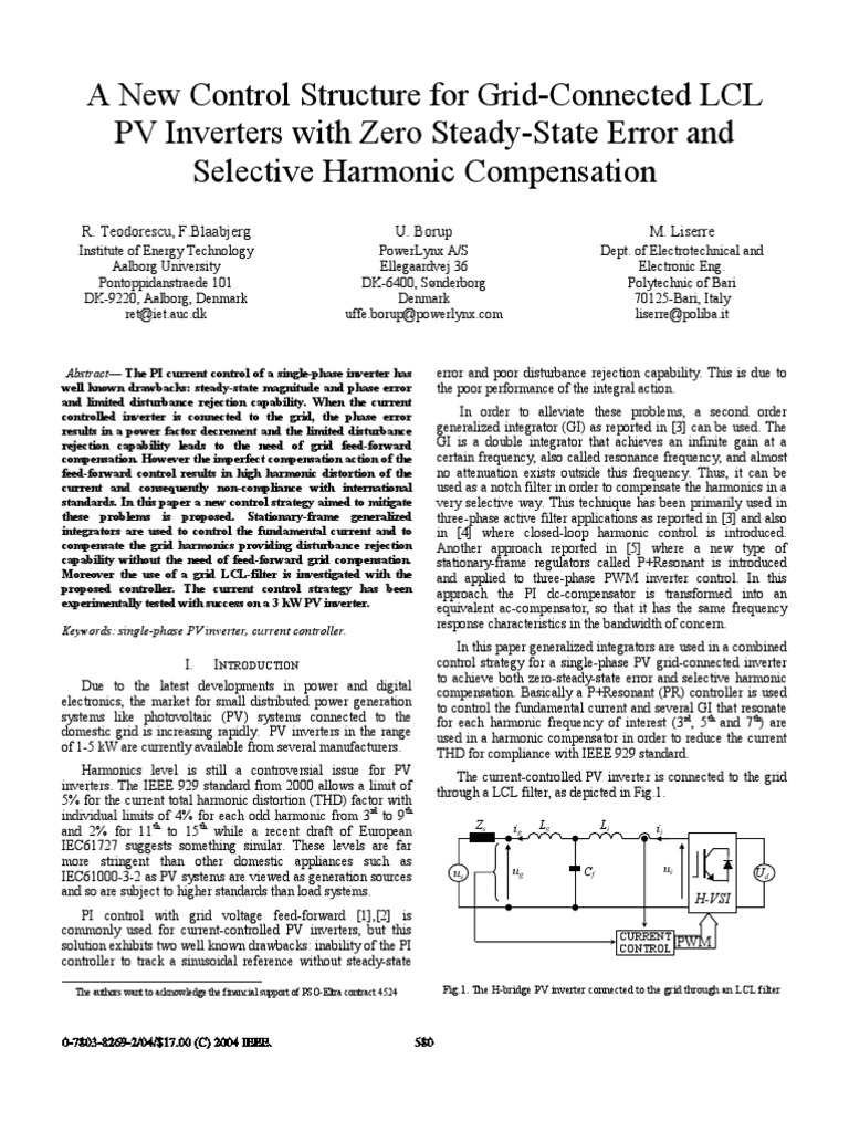 A New Control Structure For Grid-Connected LCL | PDF | Power Inverter ...