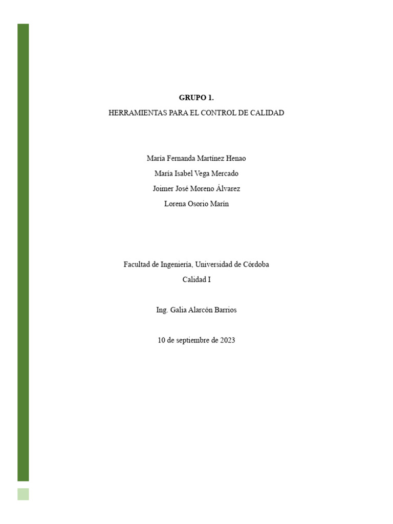 Grupo 1. Herramientas para El Control de Calidad | PDF | Negocios