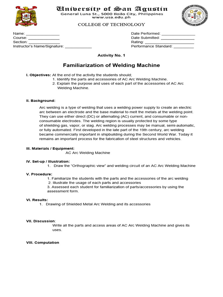 ME 232 Workshop Theory and Practice Laboratory Activity 1 2 | PDF ...