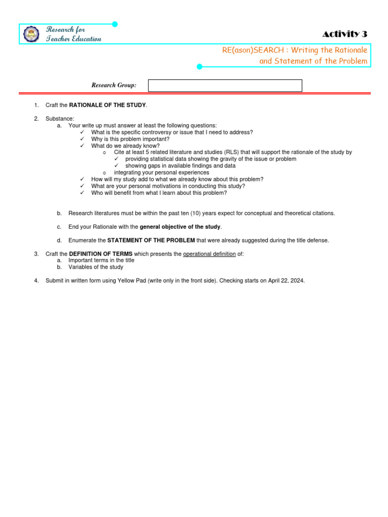 Teacher Education Research Rationale Guide | PDF