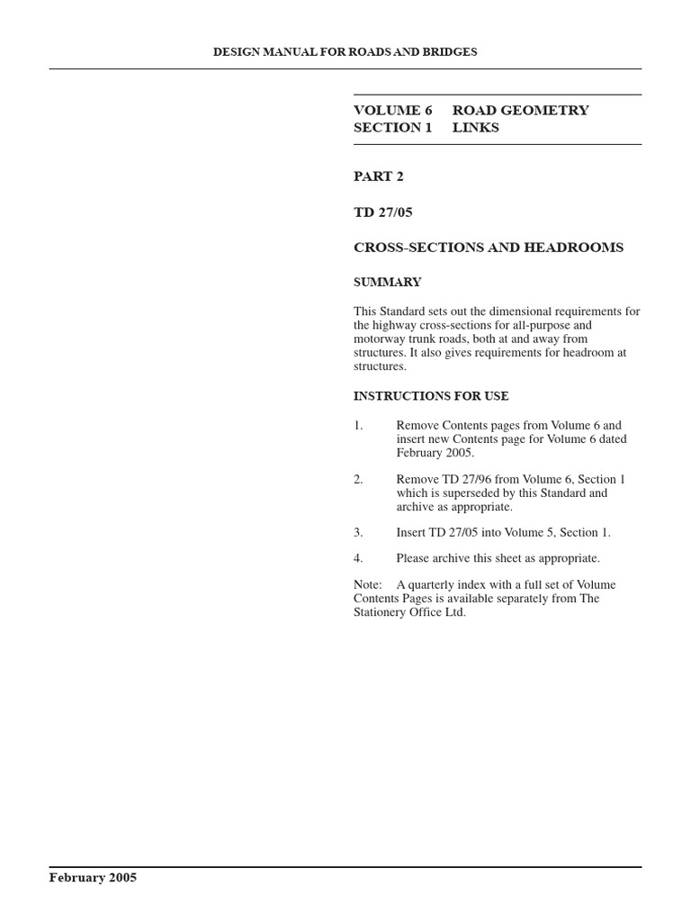 Td 27 05 cross sections and headrooms vol 1 section 6 pdf road