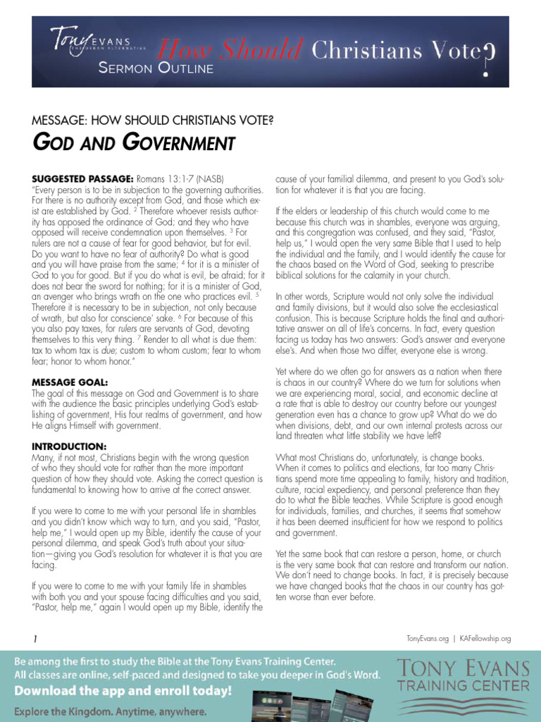 Christian Voting Principles Explained | PDF | Bible | God
