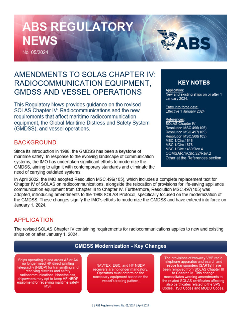 SOLAS Chapter IV Amendments 2024 | PDF | Wireless | Telecommunications ...