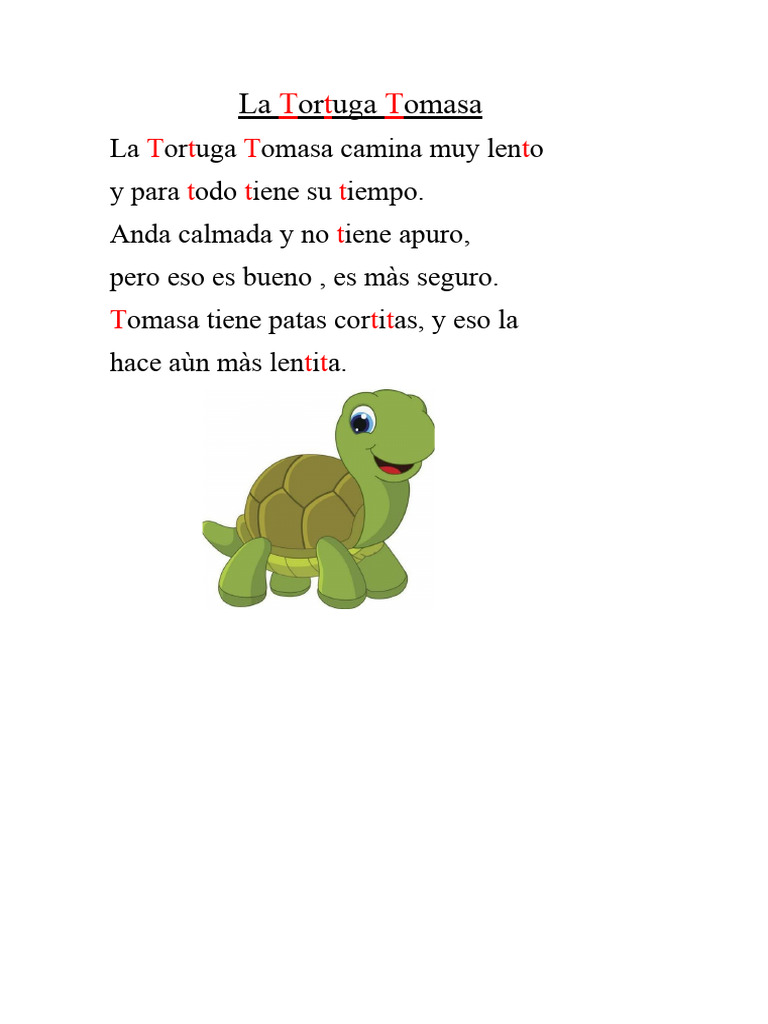 Cuento corto de la Tortuga Tomasa | PDF