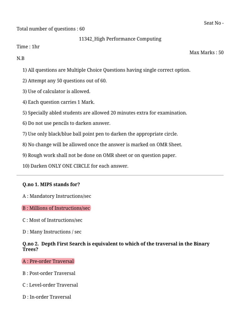 High Performance Computing Exam Guide | PDF | Parallel Computing ...