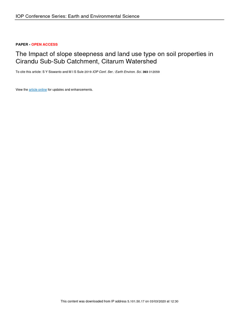 The Impact of Slope Steepness and Land Use Type On Soil Properties in ...
