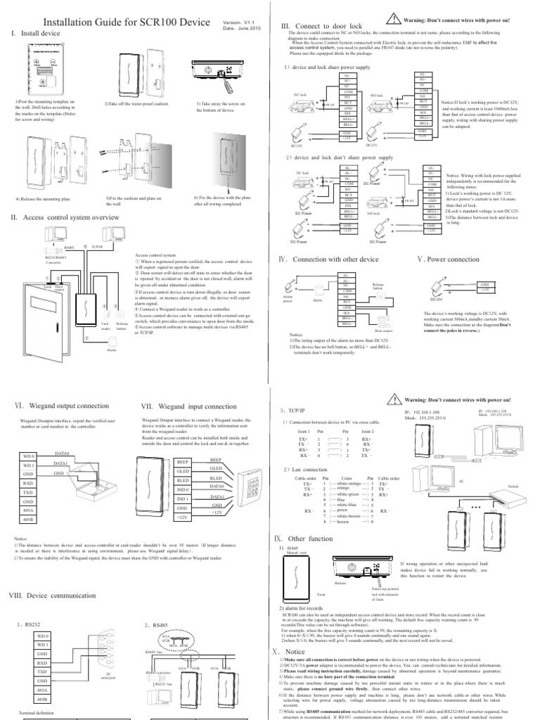 SCR100 Access Control Installation Guide | PDF | Access Control ...