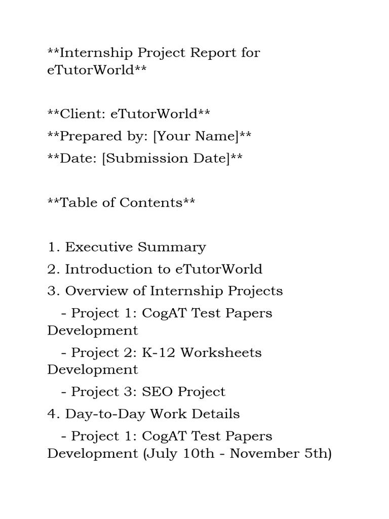 Internship Project Report For ETutorWorld | PDF | Search Engine ...