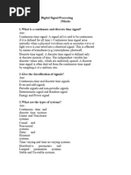 Digital Signal Processing 2marks 1.what Is A Continuous and Discrete Time Signal?