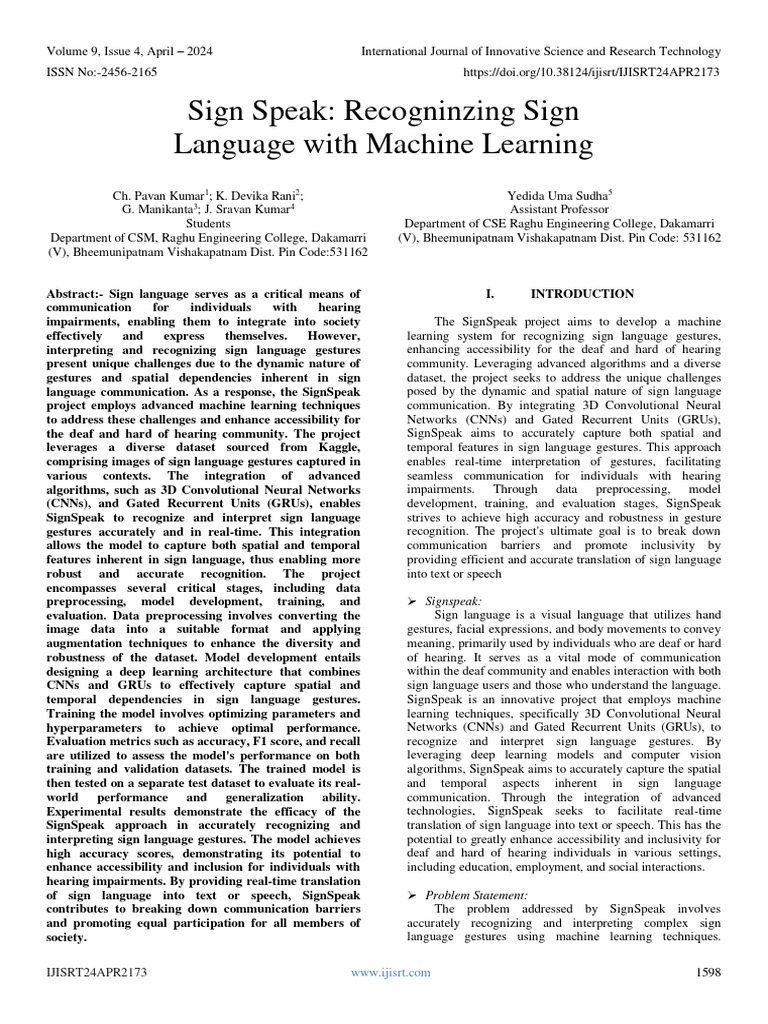 Sign Language Recognition with ML | PDF | Deep Learning | Artificial ...
